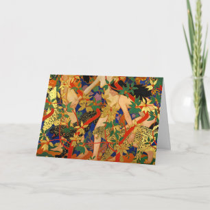 Carte Diana et ses Nymphes ou Chasse, Art Déco Vintage