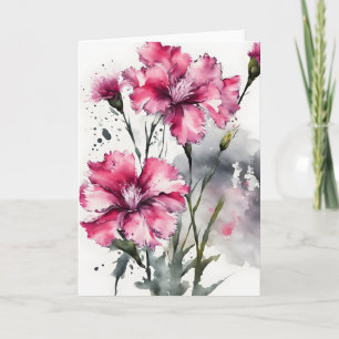 Carte Dianthus - Fleurs aquarelles