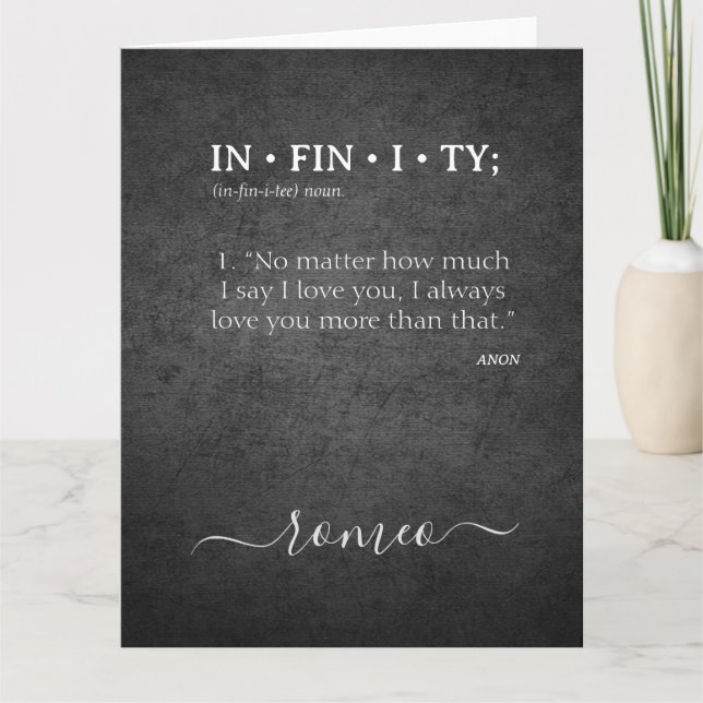 Carte Dictionnaire personnalisé INFINITY Love you more D (Devant)