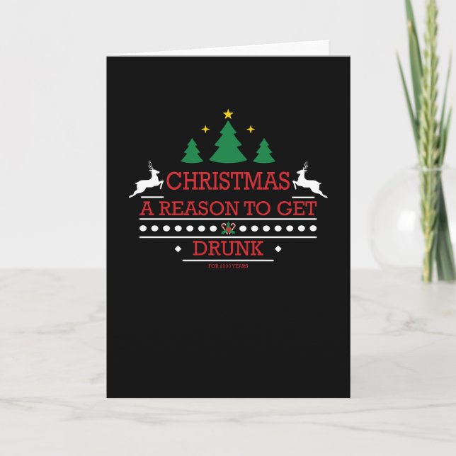 Carte Dicton de Noël drôle sur l'alcool (Devant)