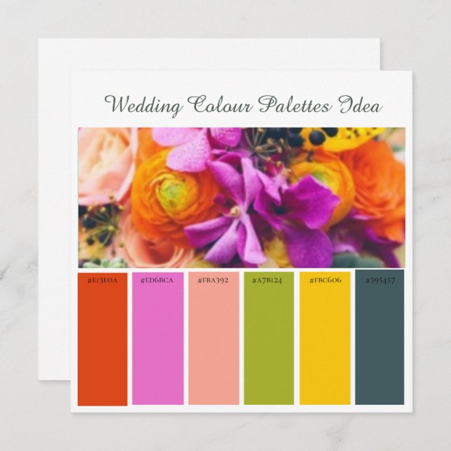 Carte d'idée Palettes couleur mariage (Devant / Derrière)