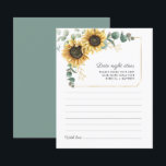 Carte d'idées de la nuit Eucalyptus de tournesol<br><div class="desc">Budget Sunflower Eucalyptus Floral mariage date les cartes d'idées de nuit. Créez une carte d'idées de dattes de Fête des mariées florale de tournesol moderne avec ce modèle mignon avec un beau bouquet floral rustique avec une typographie simple et moderne. CONSEIL : Des cartes de suite mariage comme RSVP, des...</div>