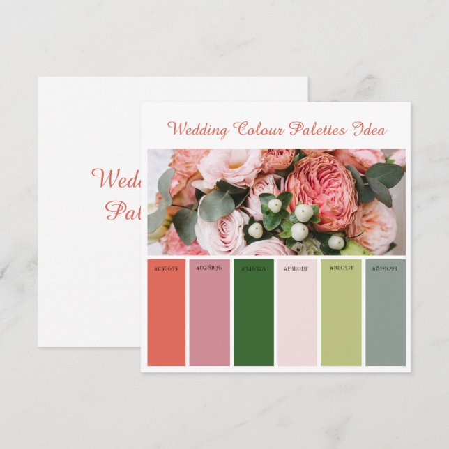 Carte d'idées de palettes de couleurs de mariage (Devant / Derrière)