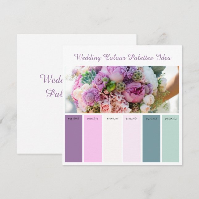 Carte d'idées de palettes de couleurs de mariage (Devant / Derrière)