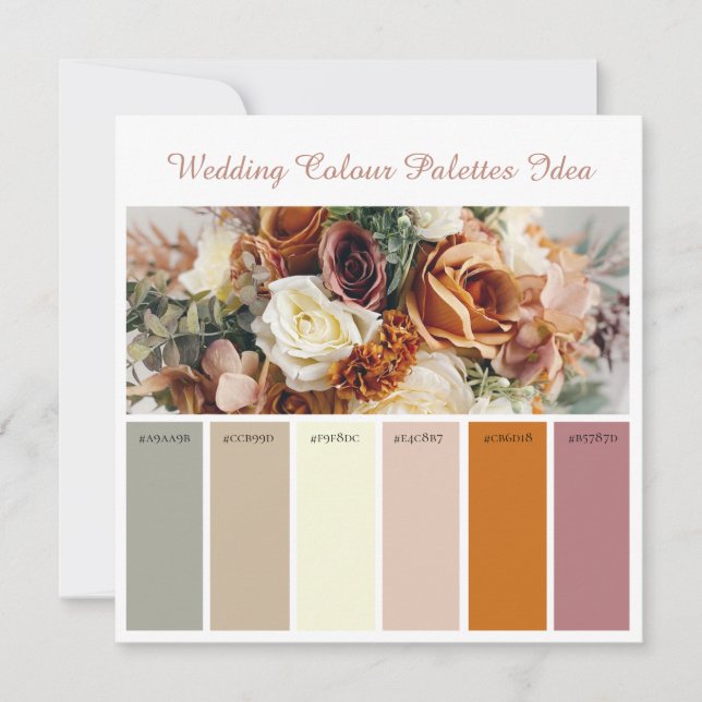 Carte d'idées de palettes de couleurs de mariage (Devant)