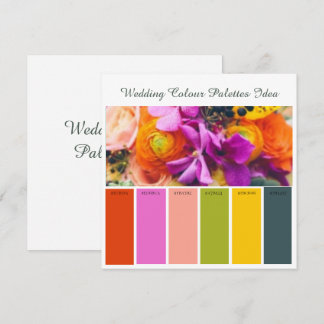 Carte d'idées de palettes de couleurs de mariage