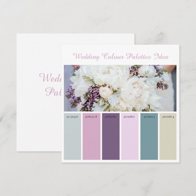 Carte d'idées de palettes de couleurs de mariage (Devant / Derrière)
