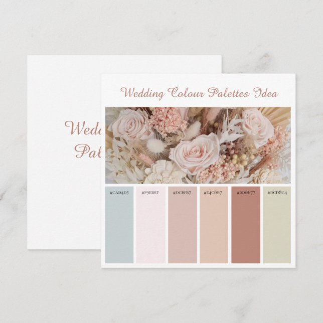 Carte d'idées de palettes de couleurs de mariage (Devant / Derrière)