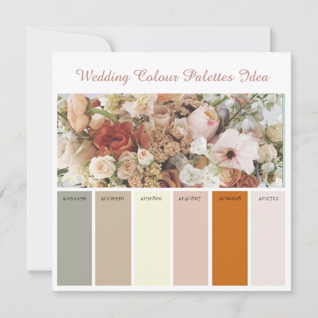 Carte d'idées de palettes de couleurs de mariage (Devant)
