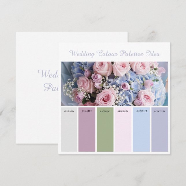 Carte d'idées de palettes de couleurs de mariage (Devant / Derrière)