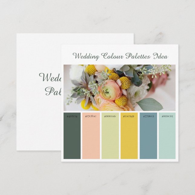 Carte d'idées de palettes de couleurs de mariage (Devant / Derrière)