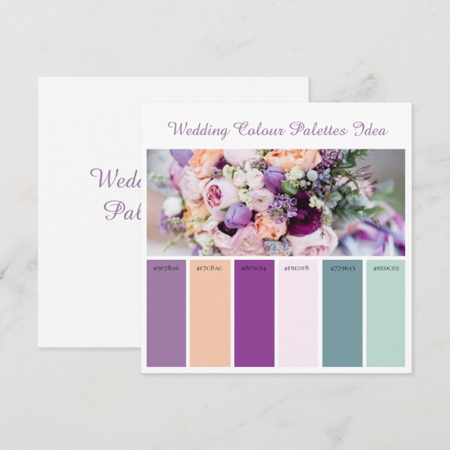 Carte d'idées de palettes de couleurs de mariage (Devant / Derrière)