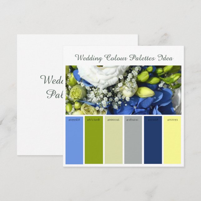 Carte d'idées de palettes de couleurs de mariage (Devant / Derrière)