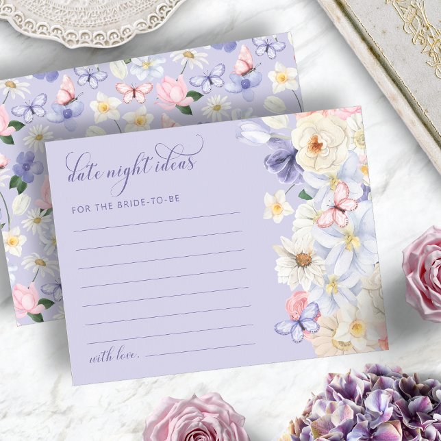 Carte d'idées de soirée en amoureux violette (Purple Date Night Ideas Card
)