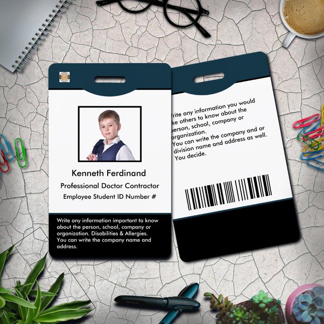 Carte d'identité Code-barres Photo Badge (ID Identification Card Bar Code Photo Badge is great for your employees and volunteers to use. )
