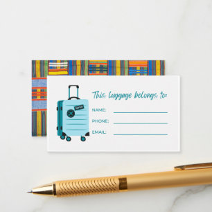 Carte d'identité des étiquettes de bagage