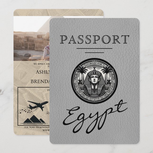 Carte d'identité égyptienne grise Invitation de ma (Devant / Derrière)