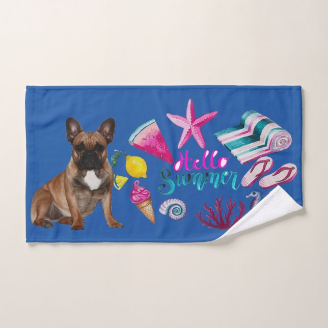 Carte d'identité française Bulldogge hello Summer (Serviette à main)