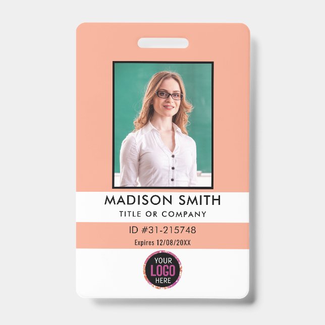 Carte d'identité moderne | Badge QR d'employé d'en (Avant)