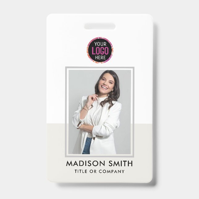 Carte d'identité moderne | Badge QR d'employé d'en (Avant)