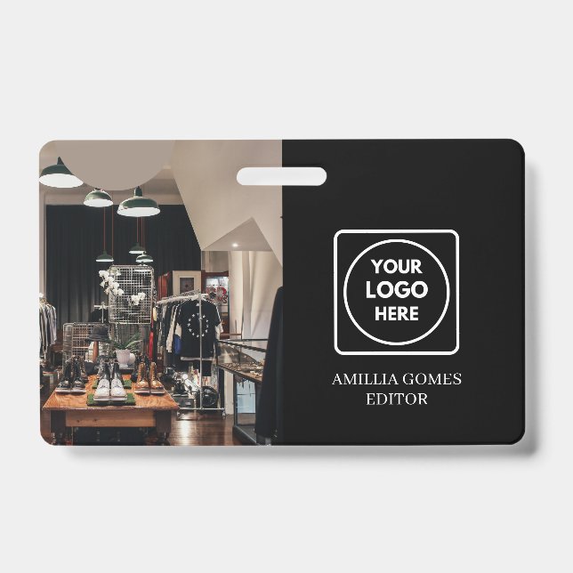 Carte d'identité noire personnalisée | Badge emplo (Avant)