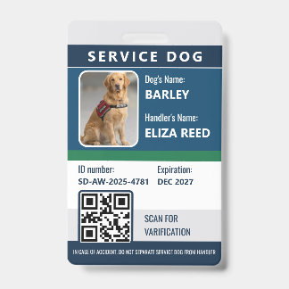 Carte d'identité pour chien de service – Badge de