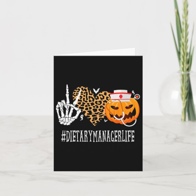 Carte Dietary Manager Peace Love Citrouille Funny Hallow (Devant)