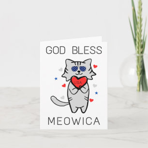Carte Dieu Béni Meowica Funny Amérique patriotique Chat
