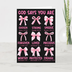 Carte Dieu dit que vous êtes chrétien biblique rose coqu