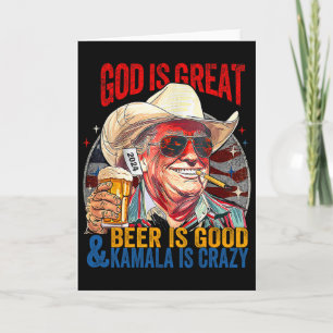 Carte Dieu est grand, la bière est bonne et Kamala est f