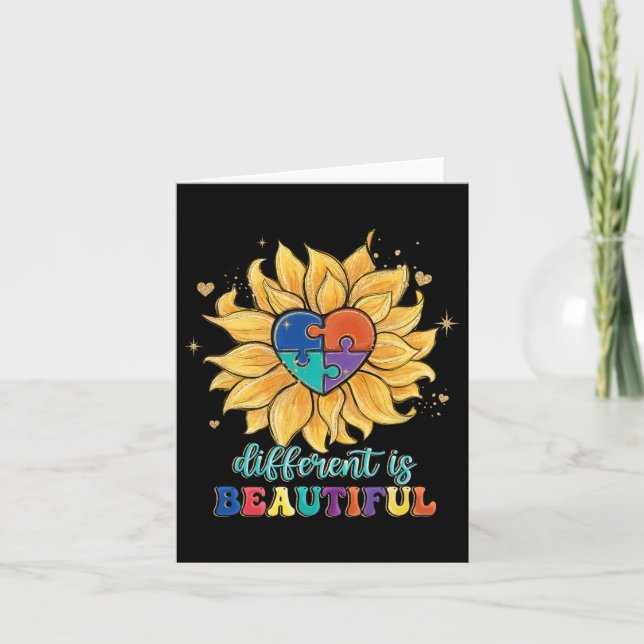 Carte Different Is Beautiful Autism Awareness Month Wome (Devant)