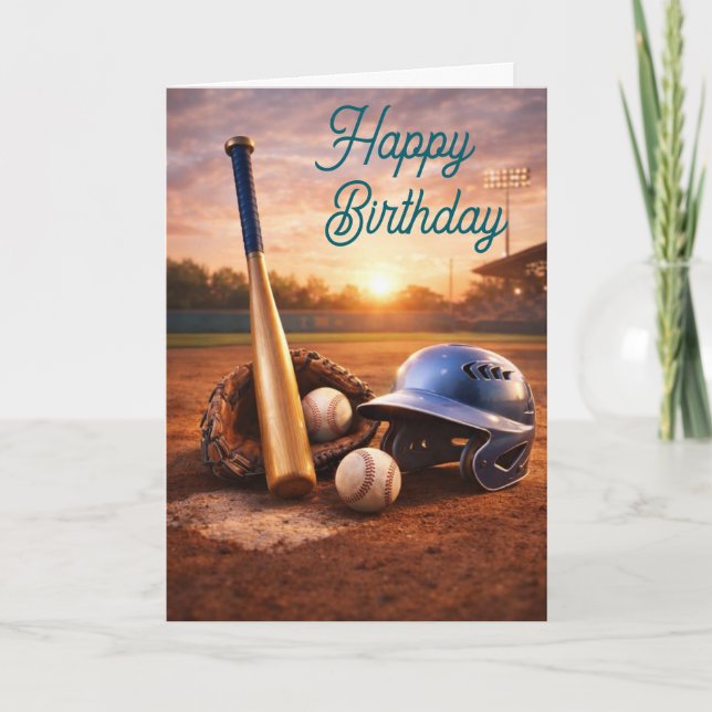 Carte d'illustration aquarelle de baseball | Gant  (Devant)