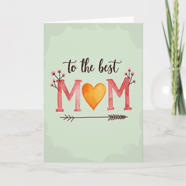 Carte d'illustration avec un cœur de maman rose co (Devant)