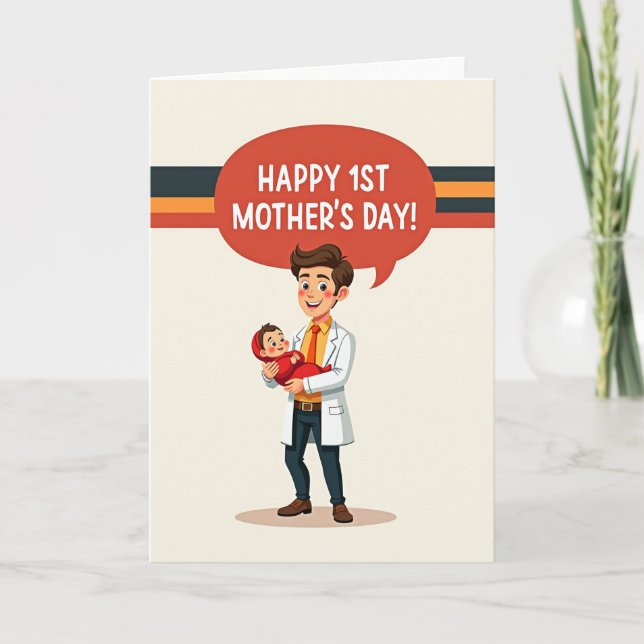 Carte d'illustration de bébé pour papa fier (Devant)