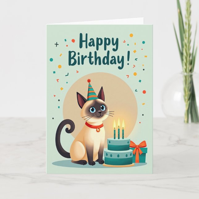 Carte d'illustration de chat d'anniversaire douce (Devant)