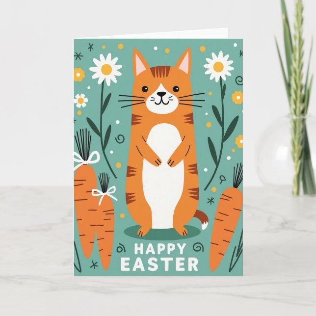 Carte d'illustration de chat de printemps heureux (Devant)