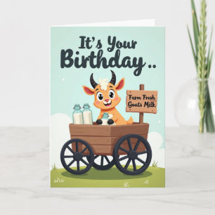 Carte d'illustration de chèvre joyeuse pour annive
