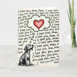 Carte d'illustration de chien aimant maman