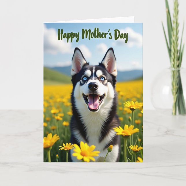 Carte d'illustration de la fête des mères husky (Devant)