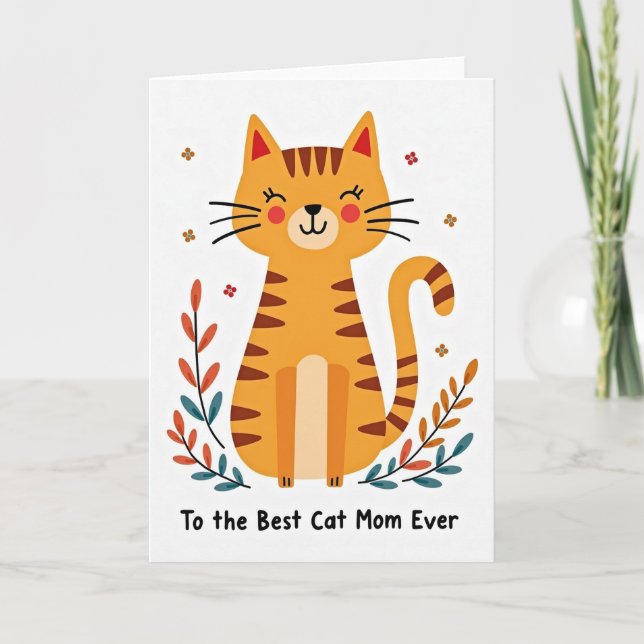 Carte d'illustration de la maman du chat orange (Devant)