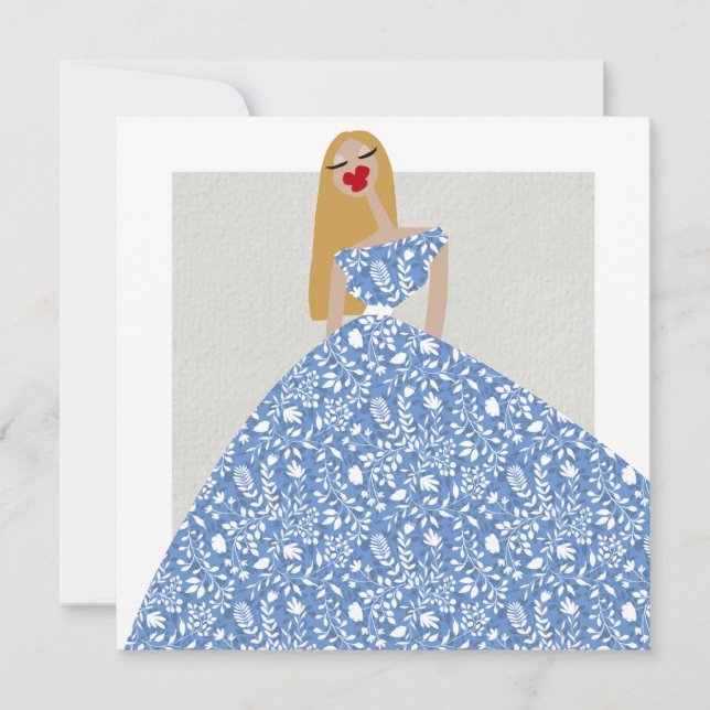 Carte d'illustration de mode de robe florale blanc (Devant)