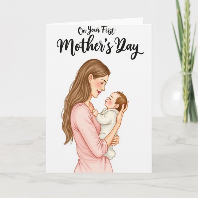 Carte d'illustration de nouvelle maman (Devant)