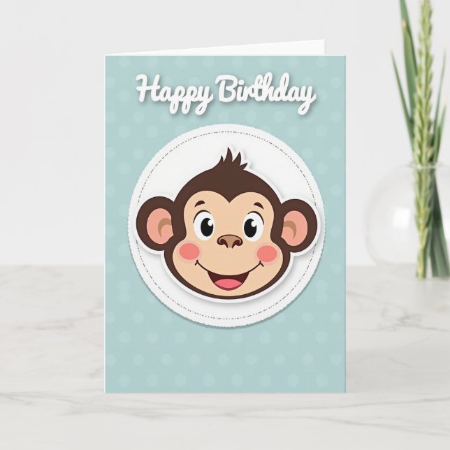 Carte d'illustration de singe d'anniversaire (Devant)