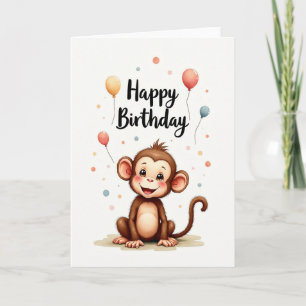 Carte d'illustration de singe mignon
