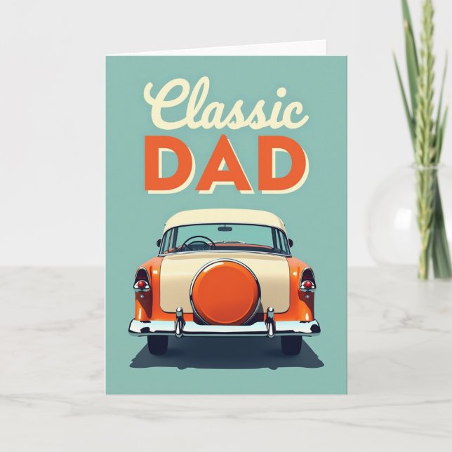 Carte d'illustration de voiture de papa classique (Devant)