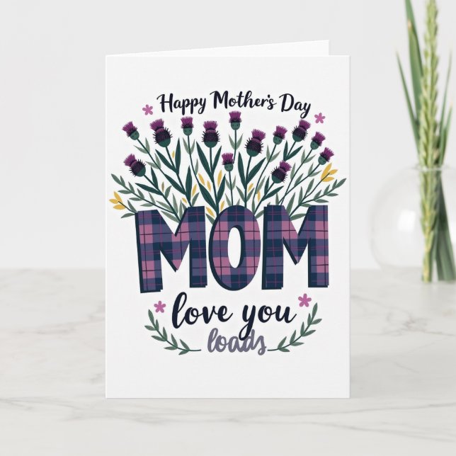 Carte d'illustration florale Plaid Mom (Devant)