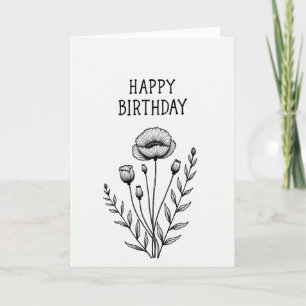 Carte d'illustration florale pour vœu d'anniversai