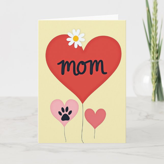 Carte d'illustration Maman à cœur rouge (Devant)