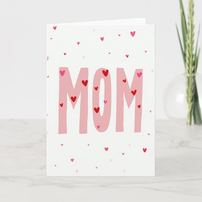 Carte d'illustration Maman Cœur Rose (Devant)