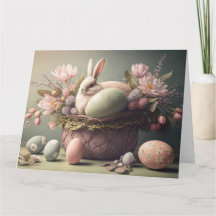 Carte d'illustration pastel de vœux de Pâques joye